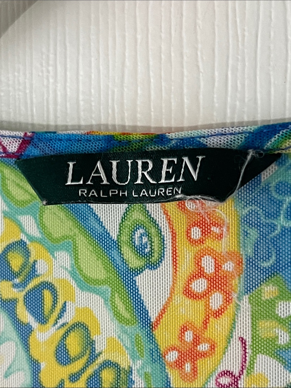 Lauren Ralph Lauren Multicolor Sheer Paisley V-Neck Beach Cover Dress, Sz‎ L - Picture 3 of 8